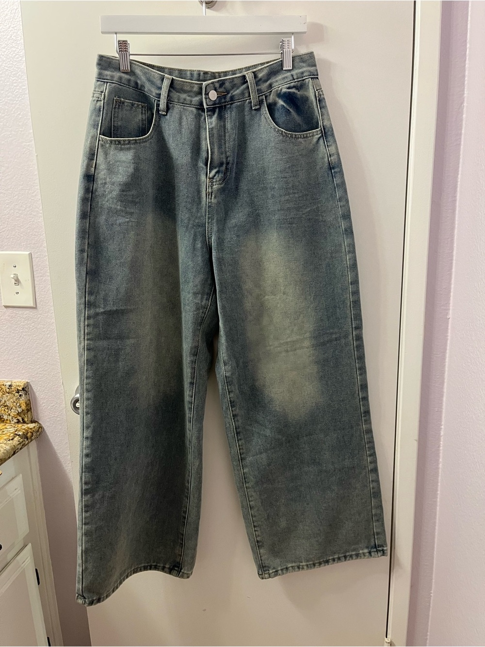 Easy Jeans High-Waist Wide-Leg Washed Denim Jeans - Wide Leg XL/ Like New